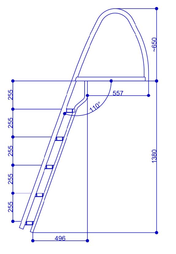 JOR009 tukeva tuplarunkoinen 5-ask uimaporras - Image 2