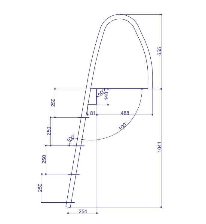 JOR001 4-ask. kiinteä RST uimaporras - Image 3